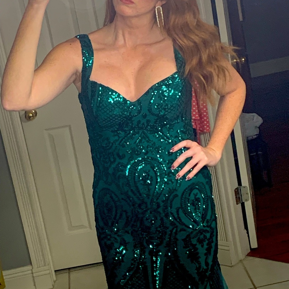 Beaded Green Ballgown